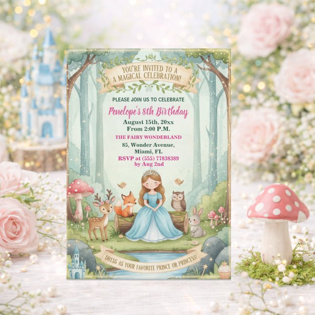 Invitation Fête d'anniversaire d'une princesse avec les anima (Créateur téléchargé)