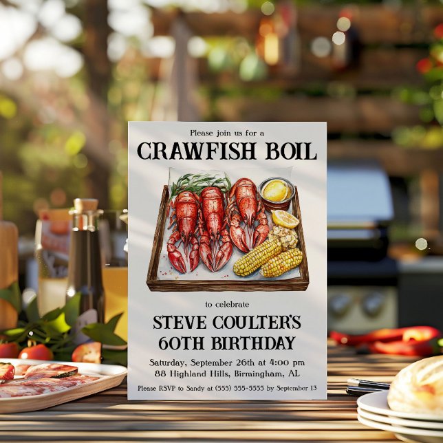 Invitation Fête d'anniversaire Écrevisses Bouillies (Créateur téléchargé)