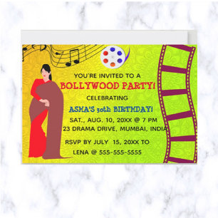 Invitation Fête d'anniversaire Editable Bollywood