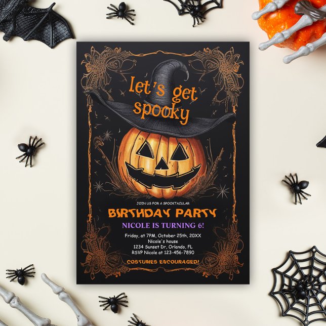 Invitation Fête d'anniversaire éffrayante Halloween (Spooky Birthday Party Halloween Invitation)