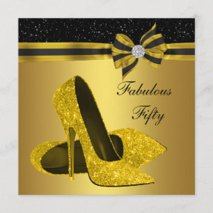 Invitation Fête d'anniversaire Elégant Black and Gold