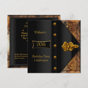 Invitation Fête d'anniversaire élégant hommes or rouillé noir