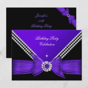 Invitation Fête d'anniversaire élégant nœud diamant violet 2