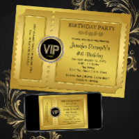 Fête d'anniversaire élégant VIP billet d'or