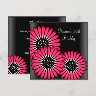 Invitation Fête d'anniversaire élégante 30 ans Fleurs roses n