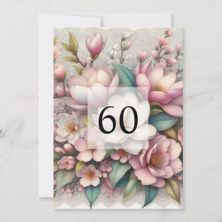 Invitation Fête d'anniversaire élégante à la gouache florale