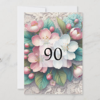 Invitation Fête d'anniversaire élégante à la gouache florale