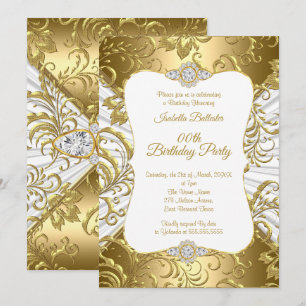 Invitation Fête d'anniversaire élégante à motif floral en dam