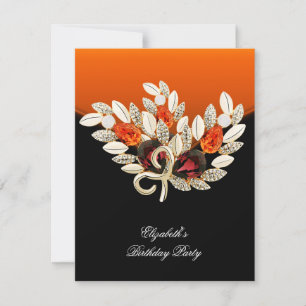 Invitation Fête d'anniversaire élégante ambre orange Jewel