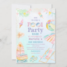 Fête d'anniversaire élégante aquarelle piscine 3