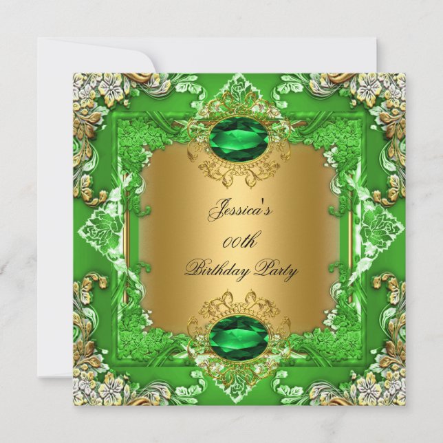Invitation Fête d'anniversaire élégante aux fleurs vert lime  (Devant)