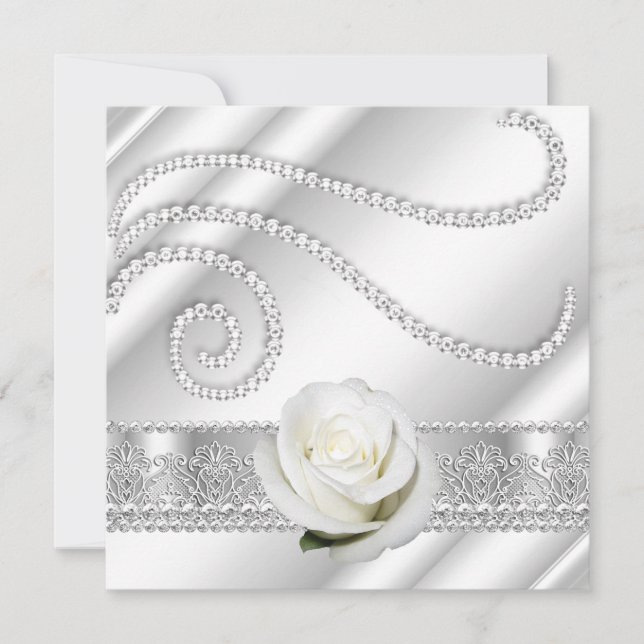 Invitation Fête d'anniversaire élégante avec des diamants bla (Devant)