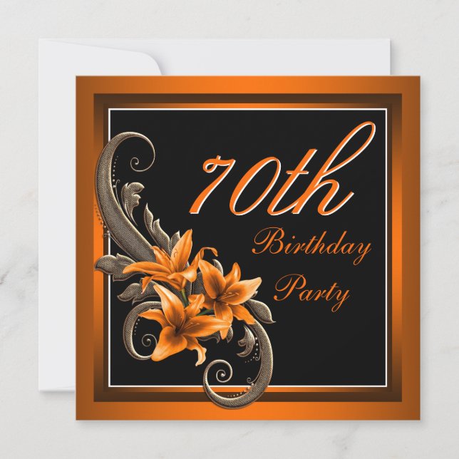 Invitation Fête d'anniversaire élégante avec des lys tigres n (Devant)