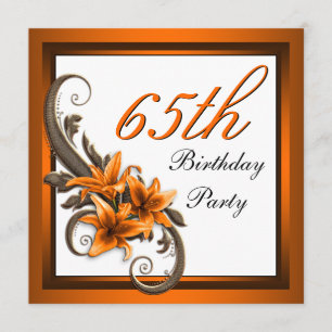 Invitation Fête d'anniversaire élégante avec des lys tigres n