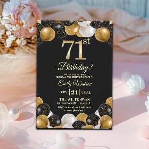 Invitation Fête d'anniversaire élégante avec paillettes noire