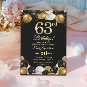 Invitation Fête d'anniversaire élégante avec paillettes noire