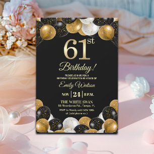 Invitation Fête d'anniversaire élégante avec paillettes noire