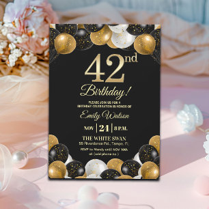Invitation Fête d'anniversaire élégante avec paillettes noire