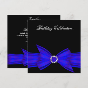 Invitation Fête d'anniversaire élégante bleu royal colbolt