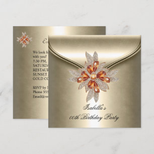 Invitation Fête d'anniversaire élégante caramel beige ambre