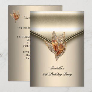 Invitation Fête d'anniversaire élégante caramel beige or