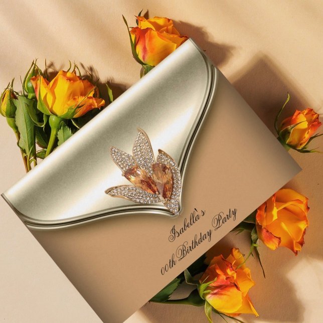 Invitation Fête d'anniversaire élégante caramel beige or (Créateur téléchargé)