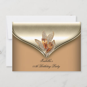 Invitation Fête d'anniversaire élégante caramel beige or