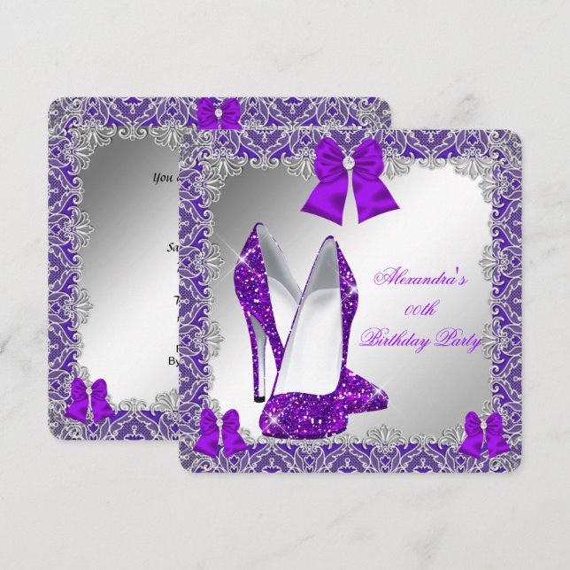 Invitation Fête d'anniversaire élégante chaussure à talons ai (Devant / Derrière)
