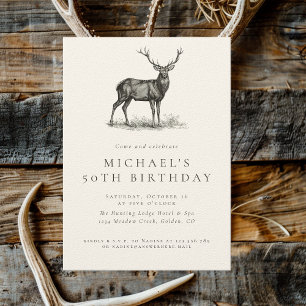 Invitation Fête d'anniversaire élégante de chasse au cerf en