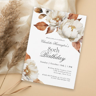 Invitation Fête d'anniversaire élégante de fleurs d'automne p