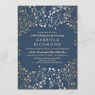 Invitation Fête d'anniversaire élégante de marine du souffle