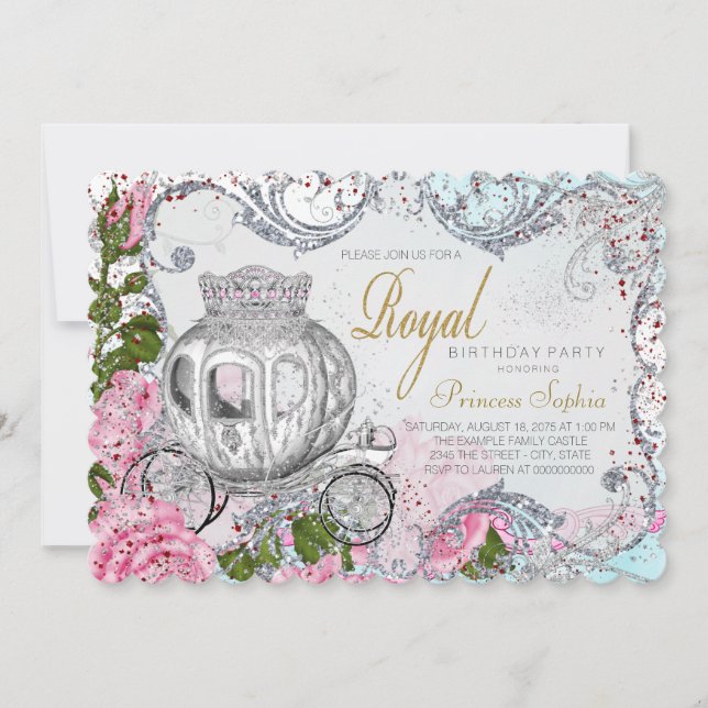 Invitation Fête d'anniversaire élégante de princesse royale (Devant)