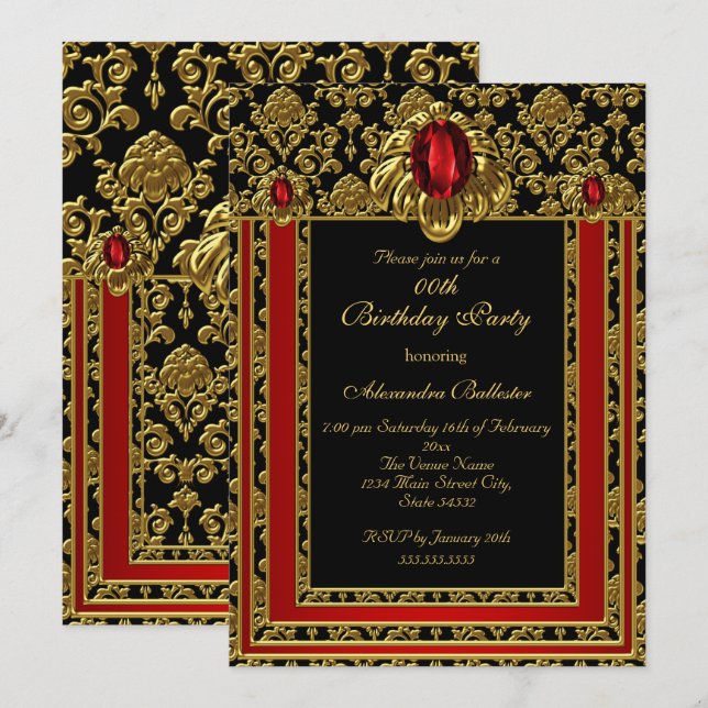 Invitation Fête d'anniversaire élégante de style marocain or  (Devant / Derrière)