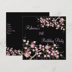 Invitation Fête d'anniversaire élégante des 21 ans Cerisier e