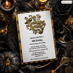 Invitation Fête d'anniversaire élégante d'Halloween Harlequin