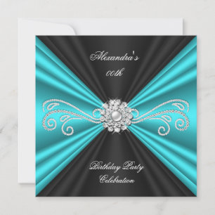 Invitation Fête d'anniversaire élégante diamant noir bleu sar