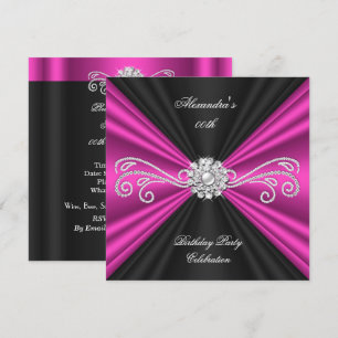 Invitation Fête d'anniversaire élégante diamant rose noir