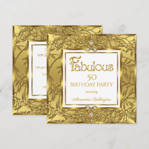 Invitation Fête d'anniversaire élégante élite or Fabulous 50