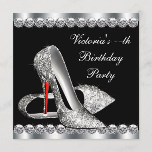 Invitation Fête d'anniversaire élégante en noir pour femme