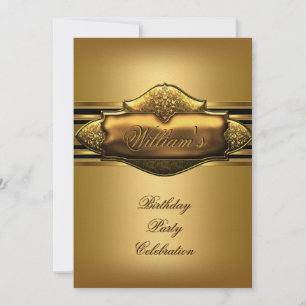 Invitation Fête d'anniversaire élégante en or pour hommes 60 