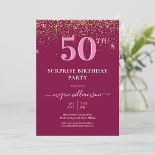 Invitation Fête d'anniversaire élégante et amusante rose pail