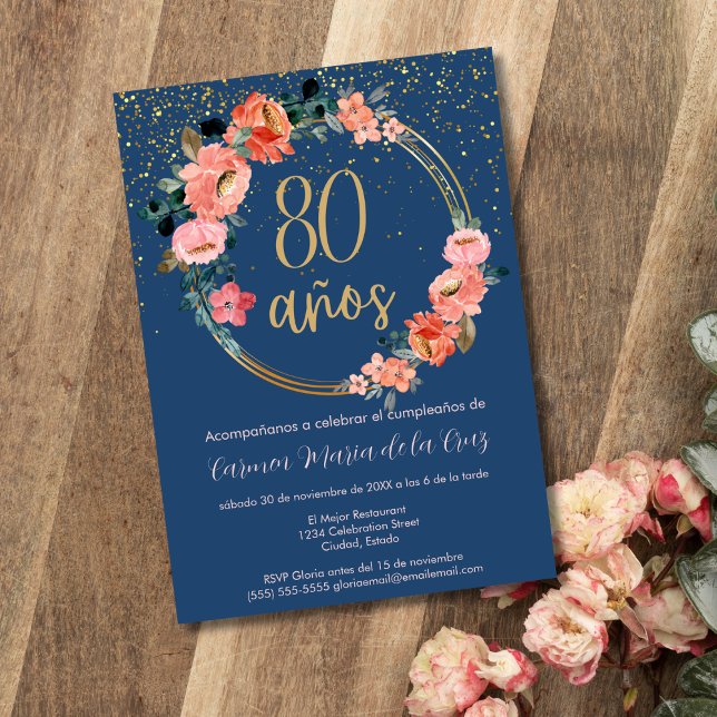 Invitation Fête d'anniversaire élégante et chic espagnole sur (Créateur téléchargé)