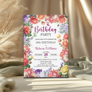 Invitation Fête d'anniversaire élégante et colorée de 69 ans