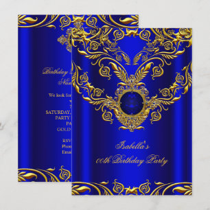 Invitation Fête d'anniversaire élégante et d'élite bleu royal