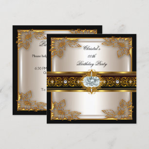 Invitation Fête d'anniversaire élégante et luxueuse noire et