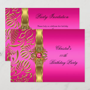 Invitation Fête d'anniversaire élégante et luxueuse rose chau