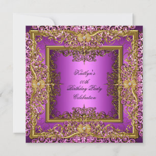 Invitation Fête d'anniversaire élégante et luxueuse rose sur