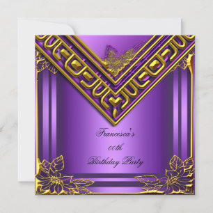 Invitation Fête d'anniversaire élégante et luxueuse Violet Or