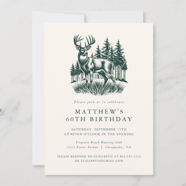 Invitation Fête d'anniversaire élégante et moderne de chasseu (Devant)