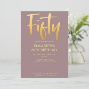 Invitation Fête d'anniversaire élégante et moderne Mauve 50 a